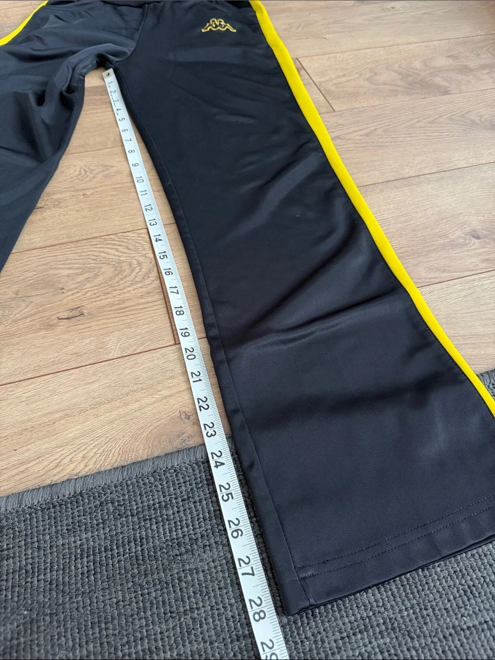 Kappa Black Track Pants with Yellow Stripes